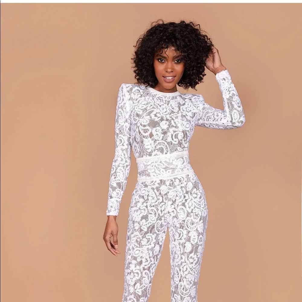 BELLA WHITE DARK NUDE JUMPSUIT
